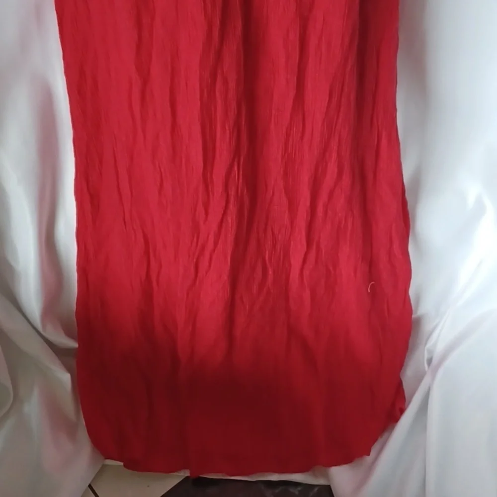 Red maxi beaded dress with sequins, and light weight gauze material,
